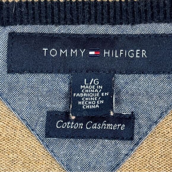 Tommy Hilfiger Cotton Cashmere V-neck Sweater L - Picture 3 of 8